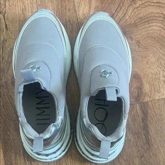 Jimmy Choo Taupe and Silver Slip-On Chunky Sneakers - Picture 4 of 5